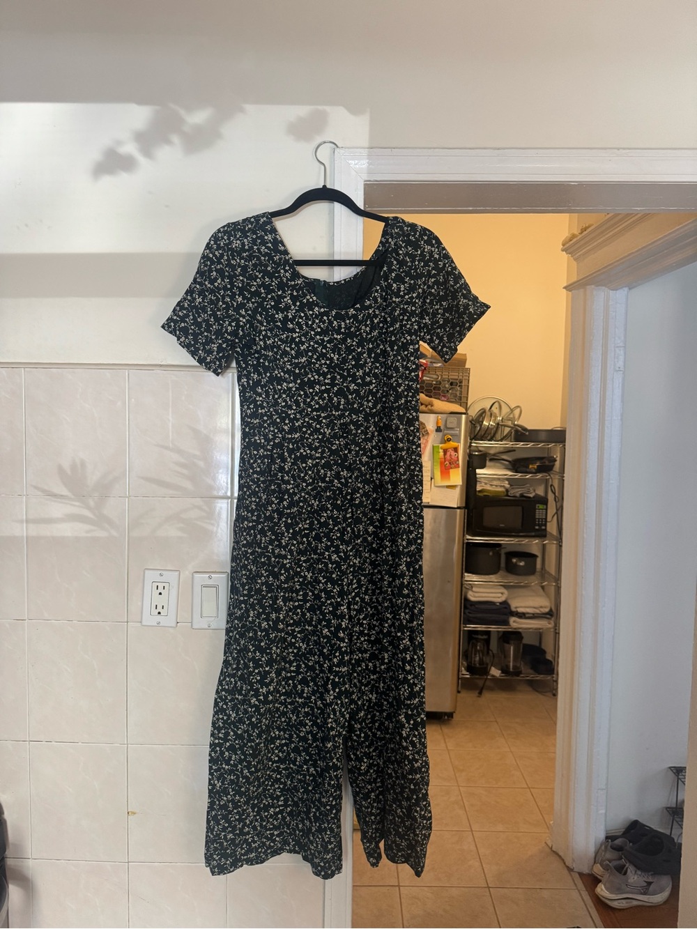 All That Jazz | Black Floral Midi Dress with Short Sleeves